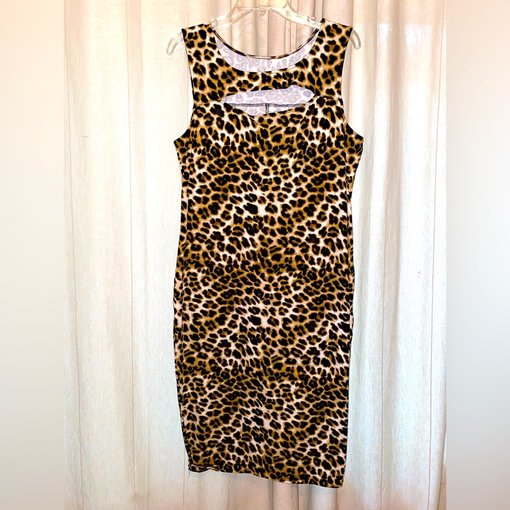 NWOT NY&Co New York & Company Animal Print Cutout Midi Dress XL